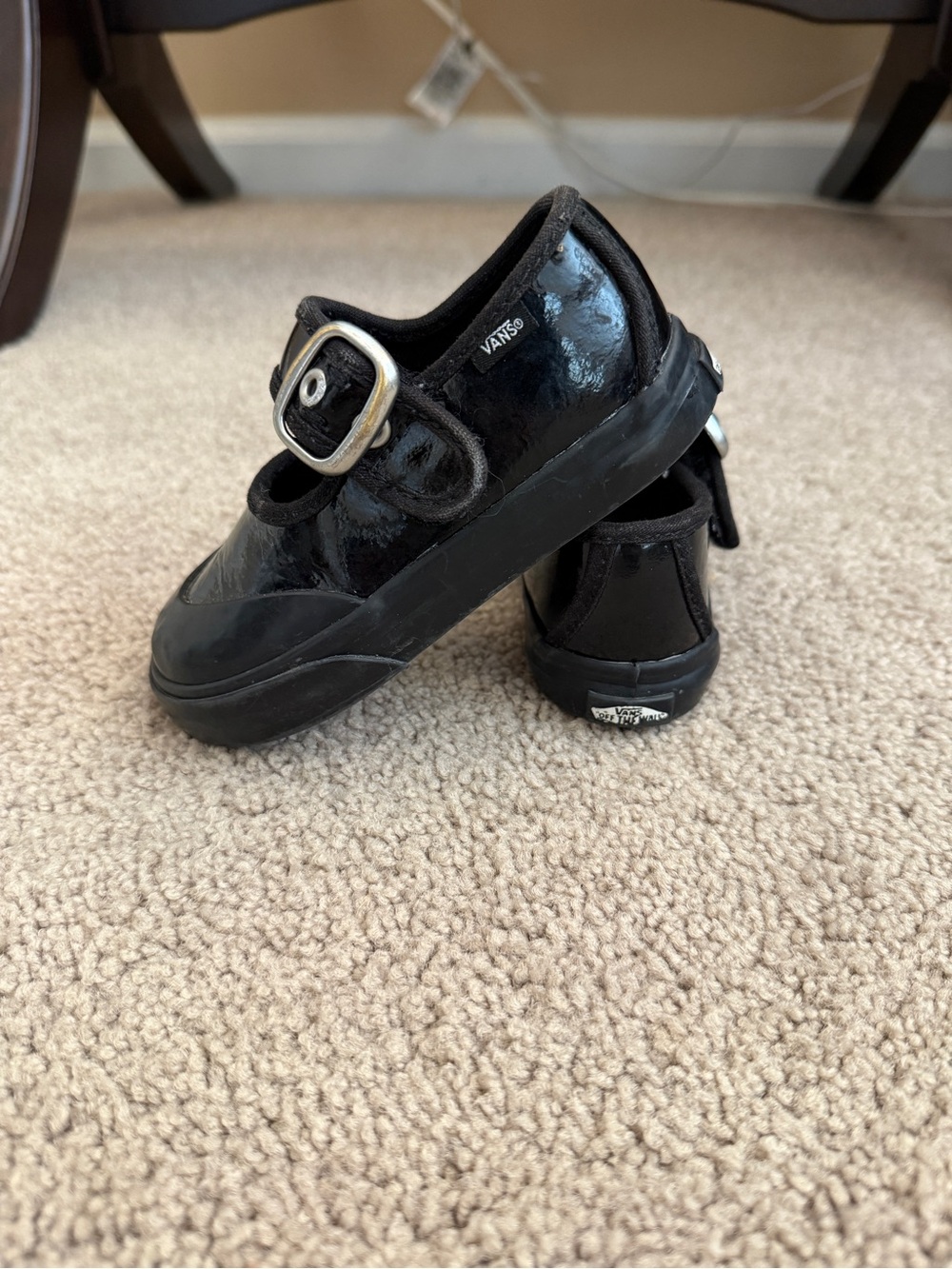 Vans Black Patent Mary Jane with Silver Buckle - Kids